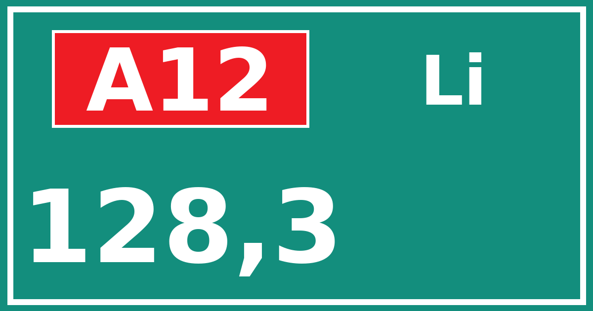Hectometerbord A12 128,3 zijde Li