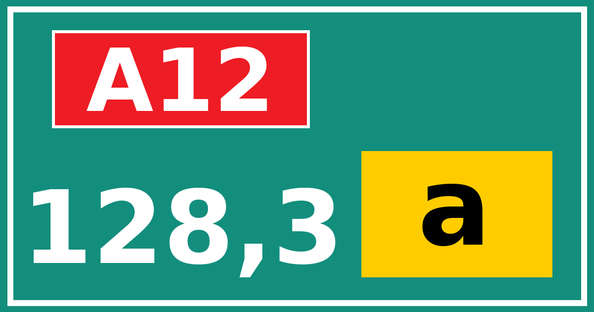 Hectometerbord A12 128,3 letter a