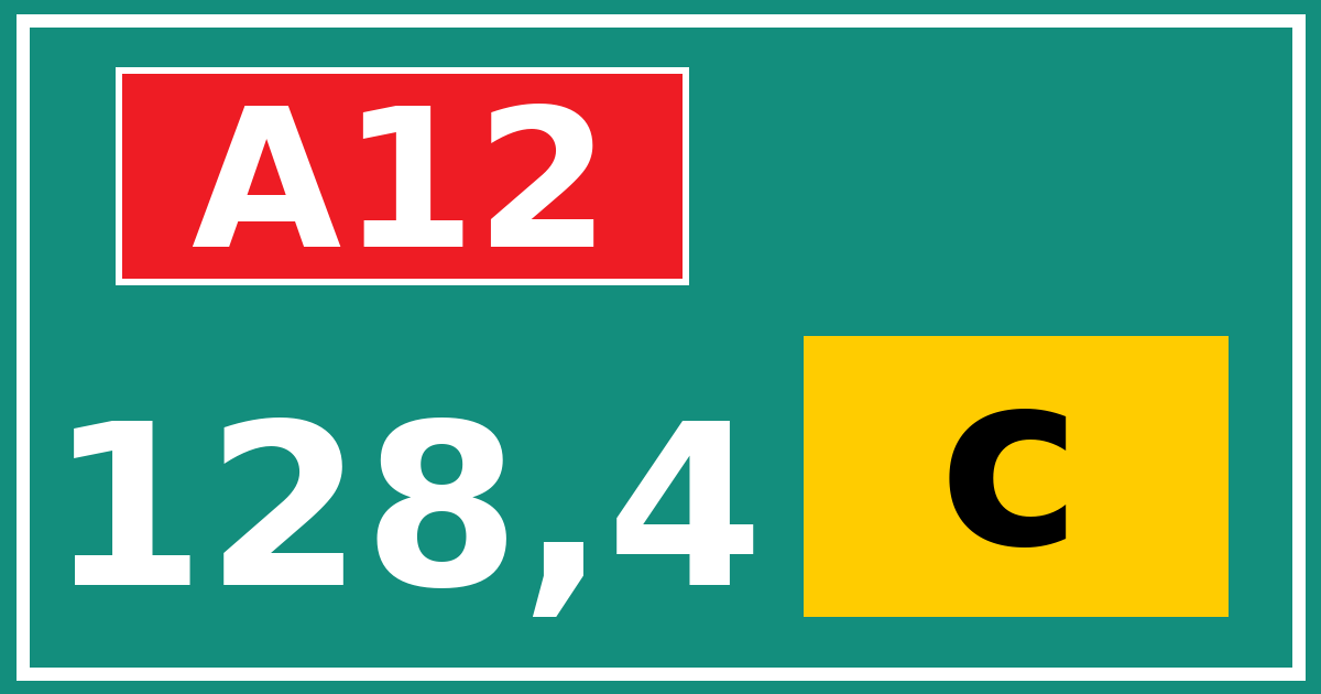 Hectometerbord A12 128,4 letter c