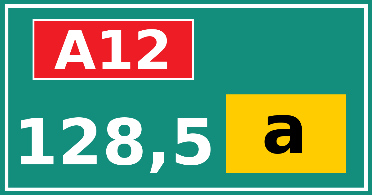 Hectometerbord A12 128,5 letter a