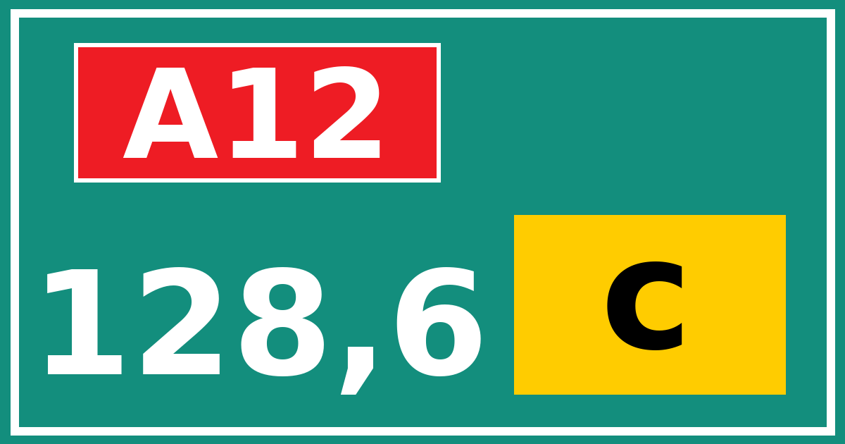 Hectometerbord A12 128,6 letter c