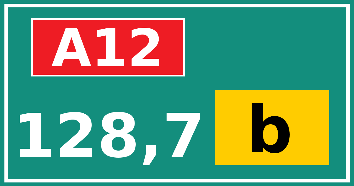 Hectometerbord A12 128,7 letter b