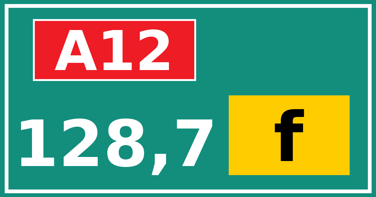 Hectometerbord A12 128,7 letter f