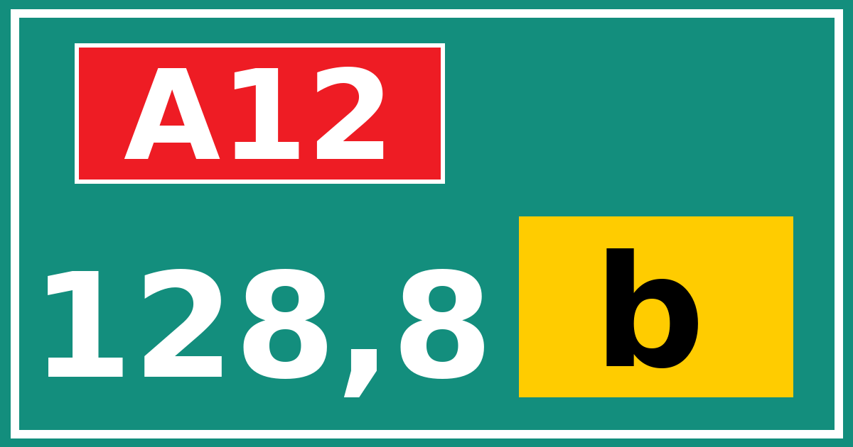 Hectometerbord A12 128,8 letter b
