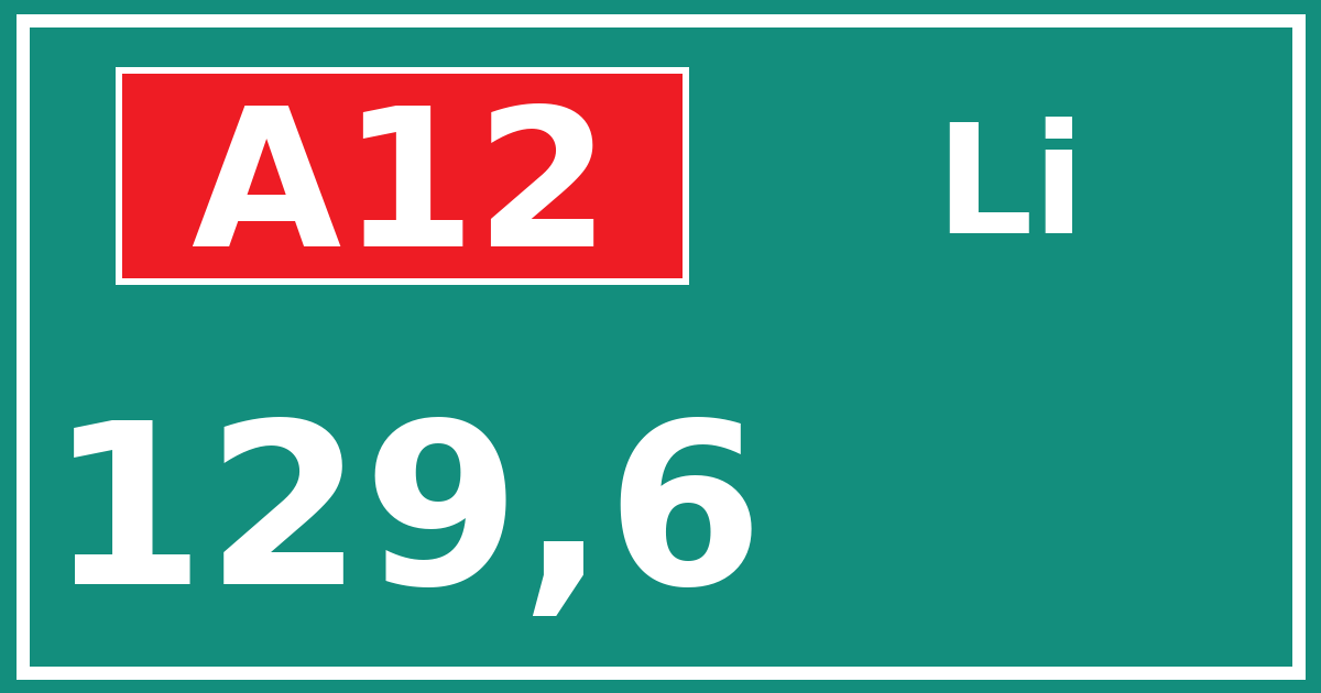 Hectometerbord A12 129,6 zijde Li