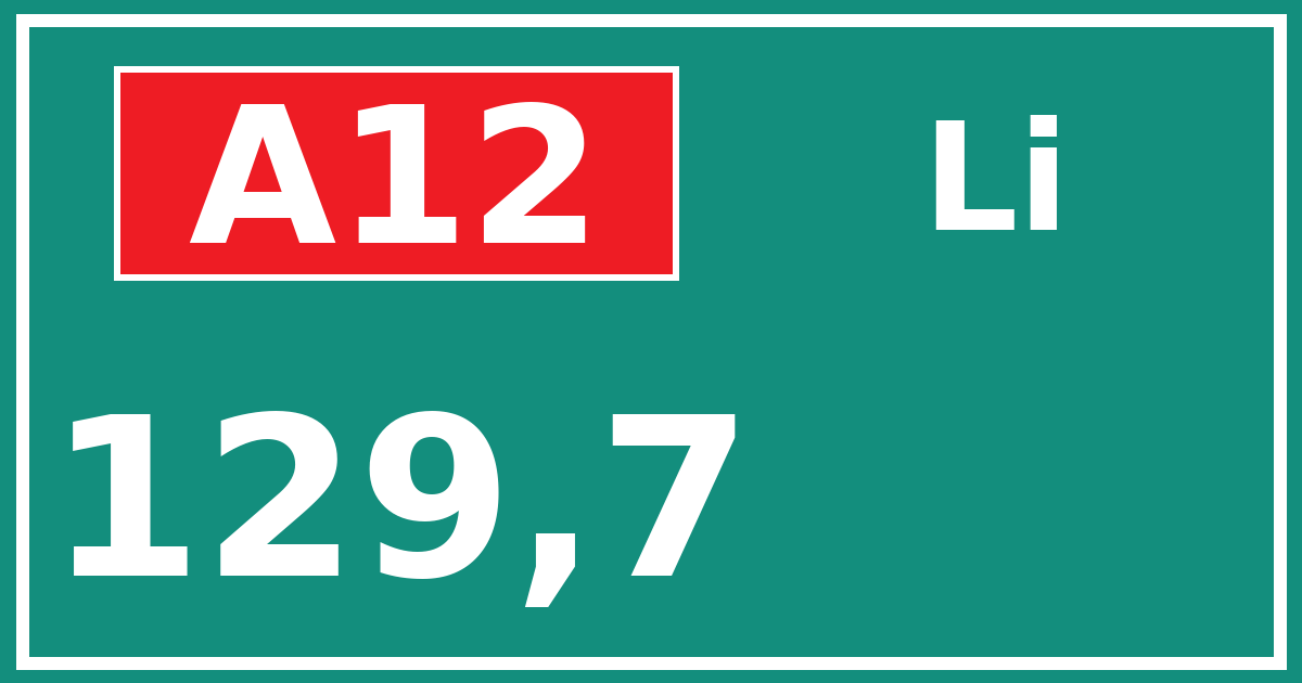 Hectometerbord A12 129,7 zijde Li