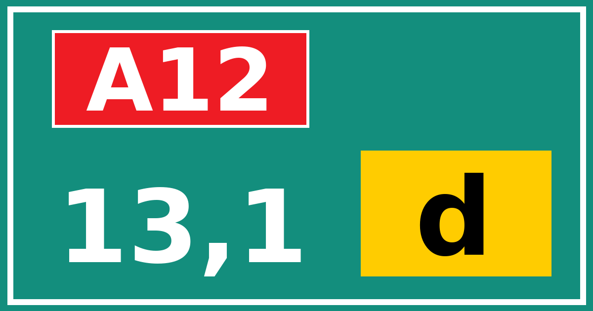 Hectometerbord A12 13,1 letter d