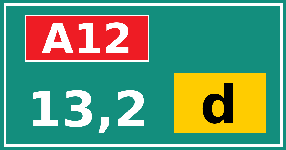 Hectometerbord A12 13,2 letter d