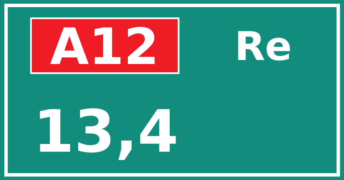 Hectometerbord A12 13,4 zijde Re