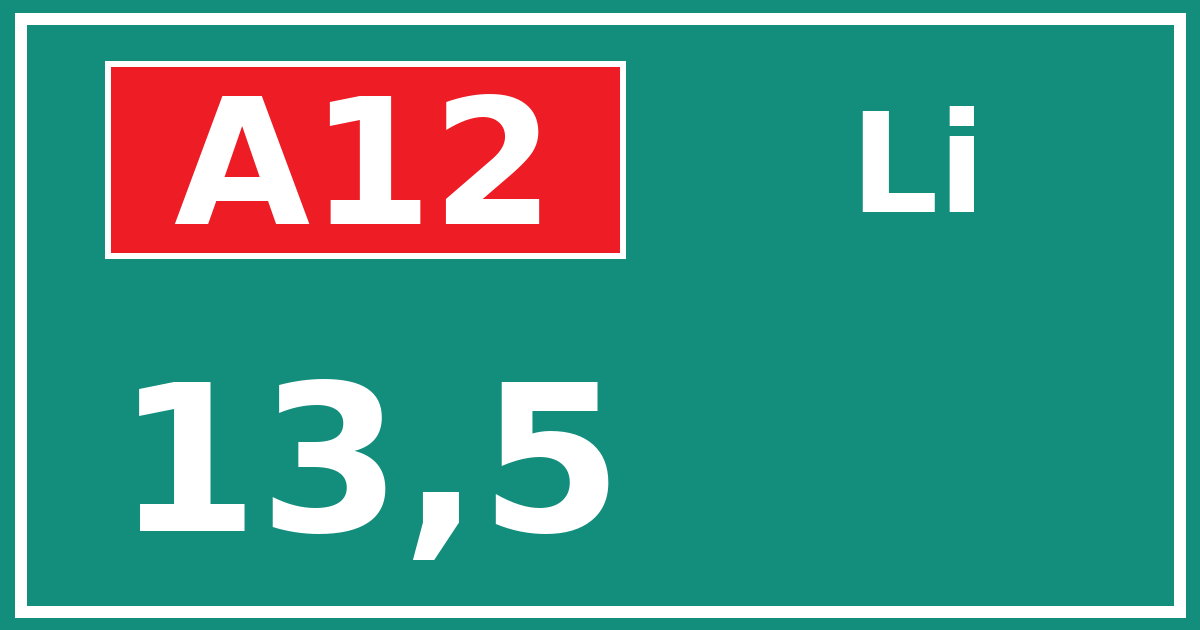 Hectometerbord A12 13,5 zijde Li