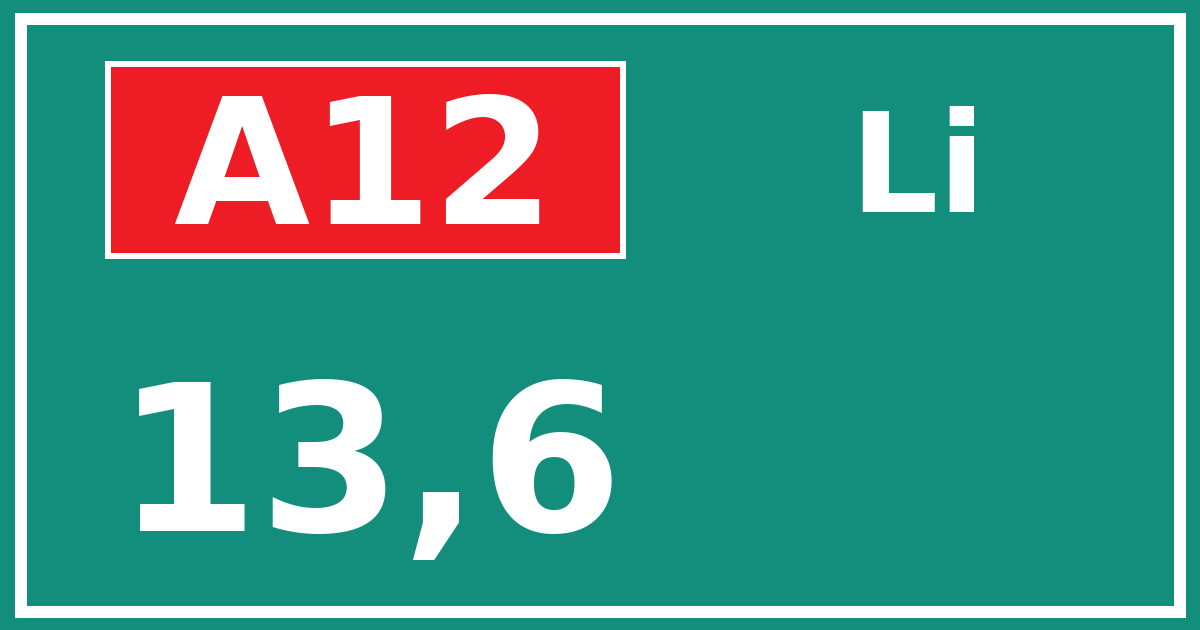 Hectometerbord A12 13,6 zijde Li