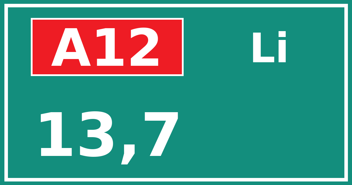 Hectometerbord A12 13,7 zijde Li