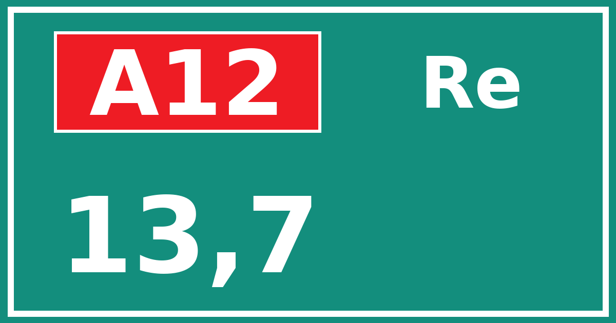 Hectometerbord A12 13,7 zijde Re