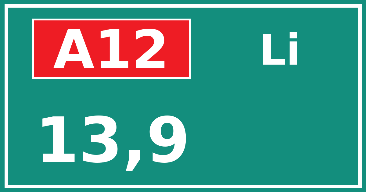 Hectometerbord A12 13,9 zijde Li