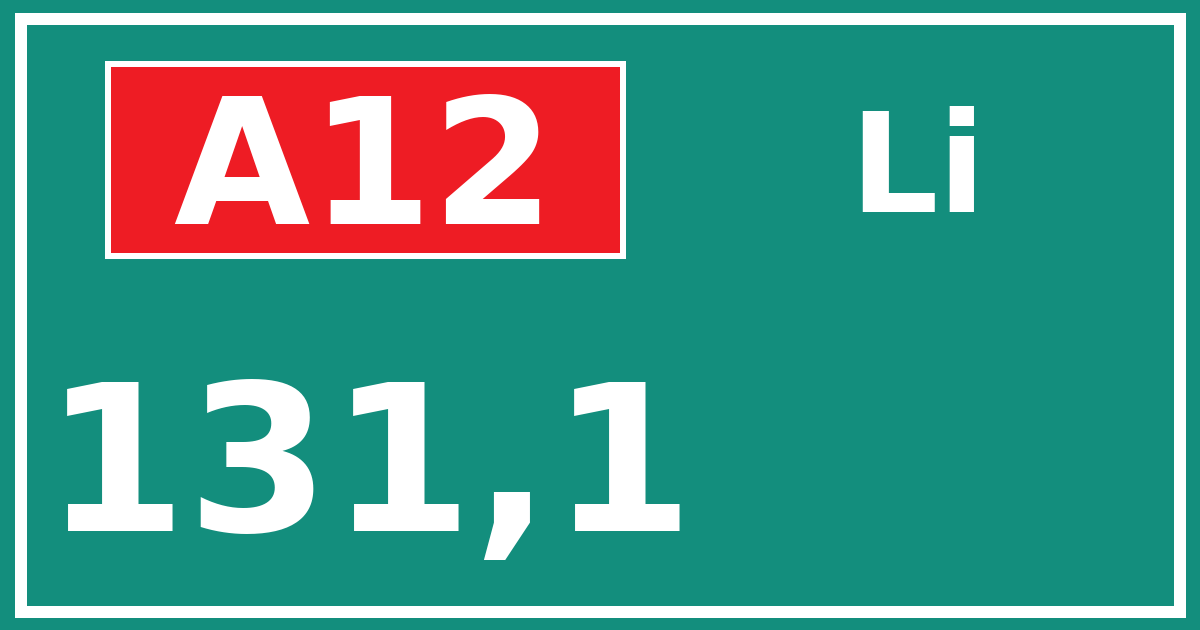 Hectometerbord A12 131,1 zijde Li