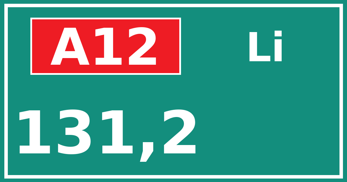 Hectometerbord A12 131,2 zijde Li