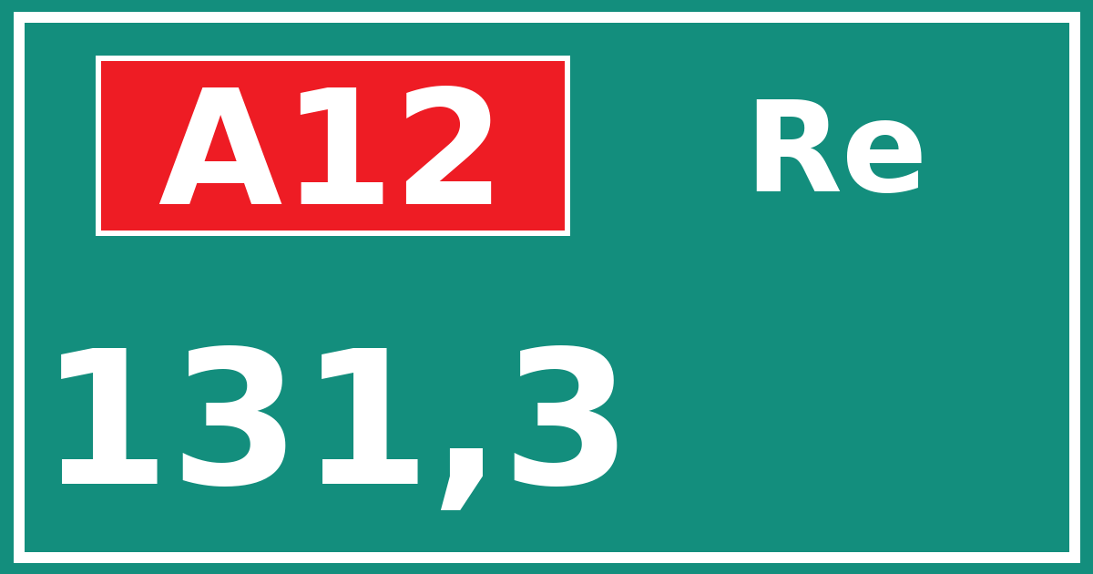 Hectometerbord A12 131,3 zijde Re