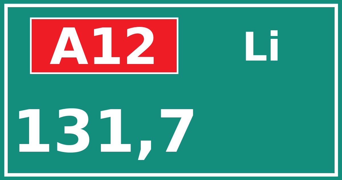 Hectometerbord A12 131,7 zijde Li