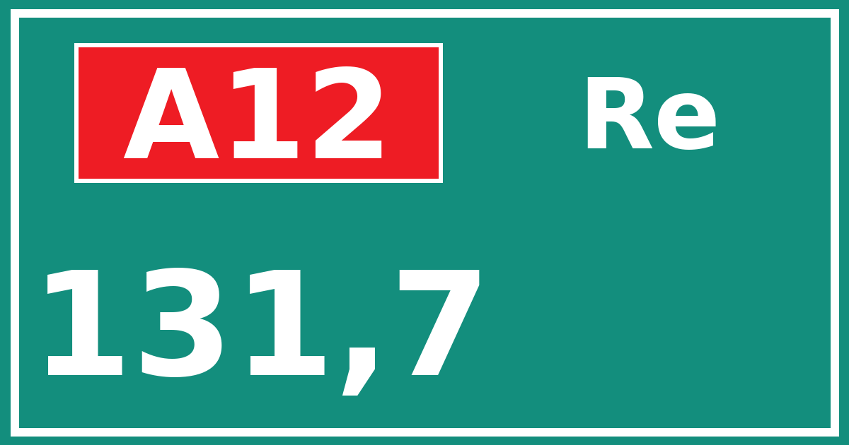 Hectometerbord A12 131,7 zijde Re