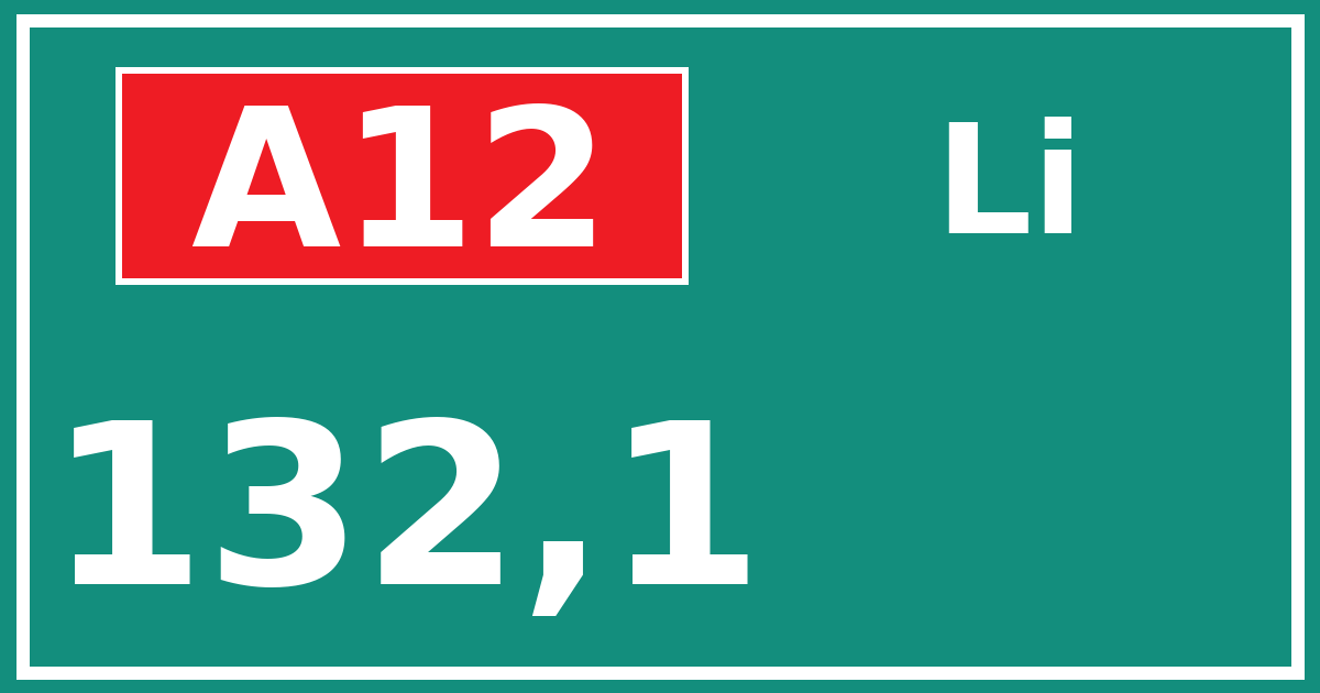 Hectometerbord A12 132,1 zijde Li