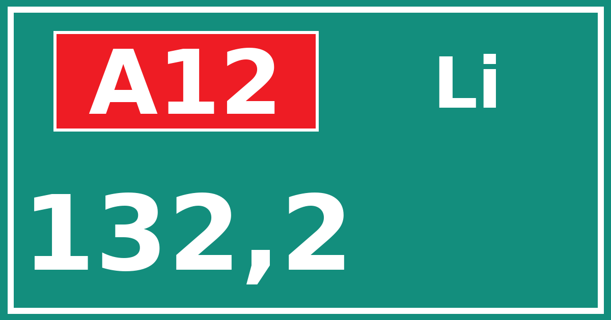 Hectometerbord A12 132,2 zijde Li