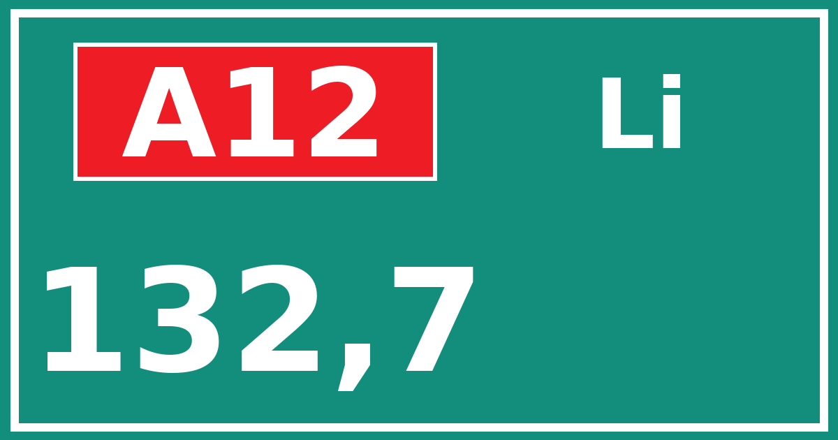 Hectometerbord A12 132,7 zijde Li