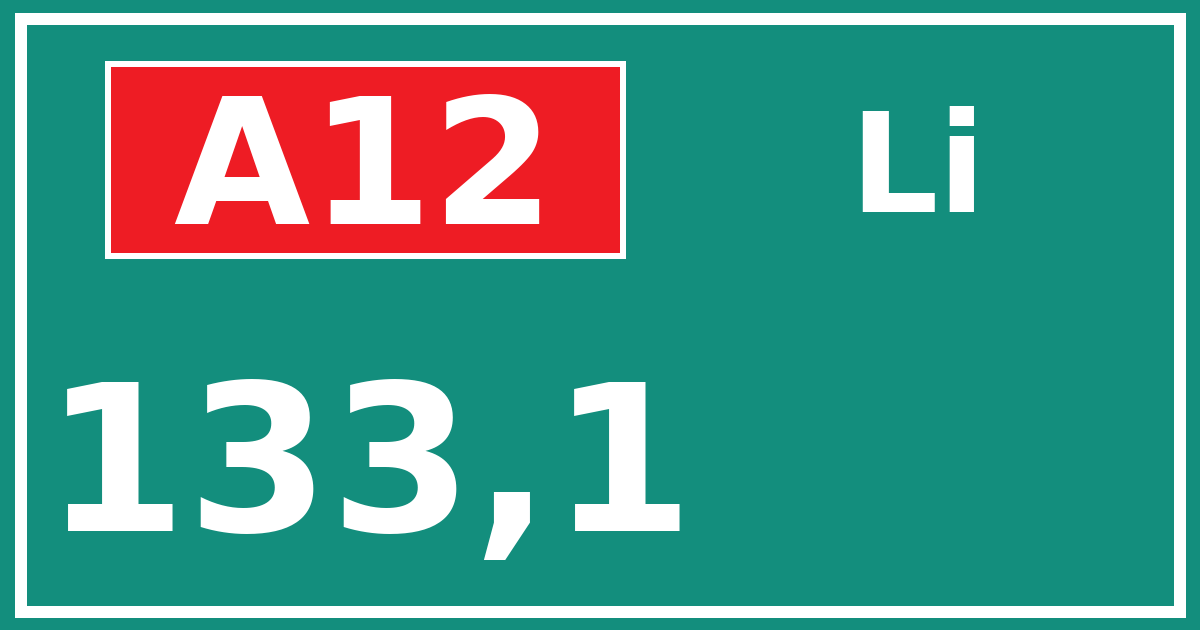 Hectometerbord A12 133,1 zijde Li