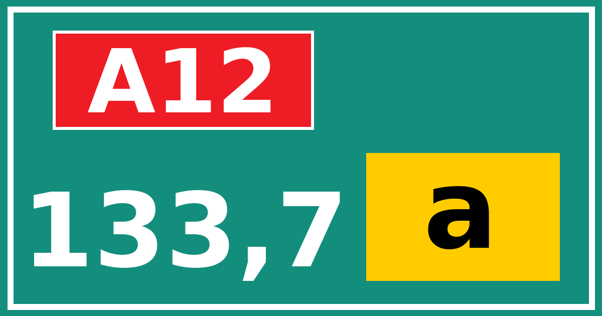 Hectometerbord A12 133,7 letter a