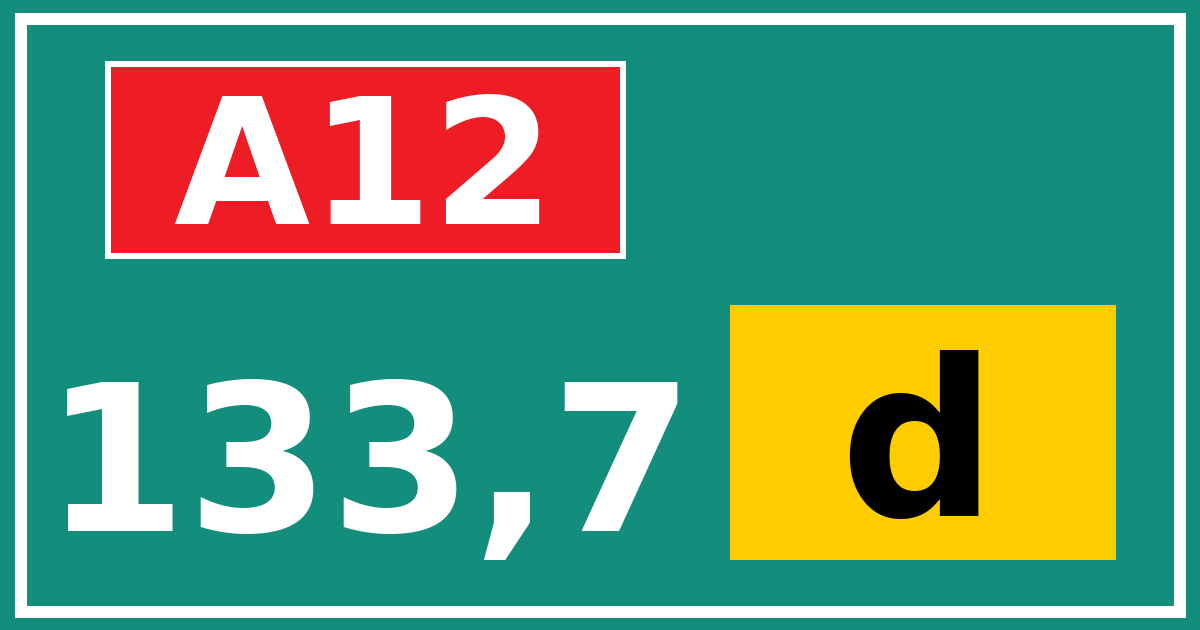 Hectometerbord A12 133,7 letter d