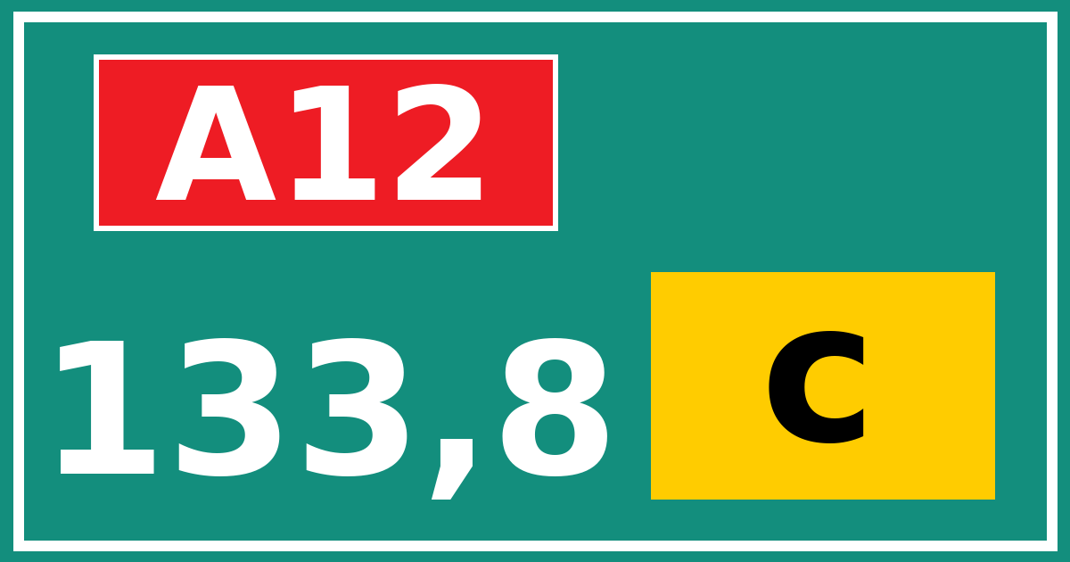Hectometerbord A12 133,8 letter c