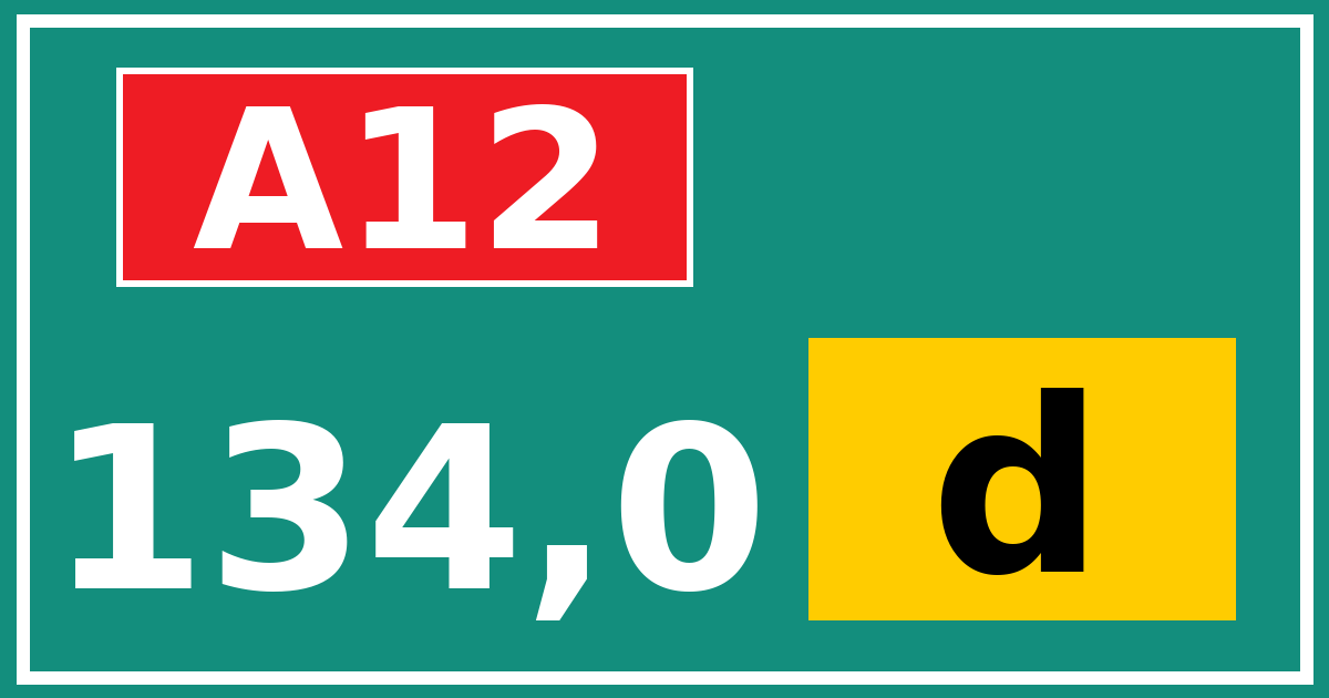 Hectometerbord A12 134,0 letter d