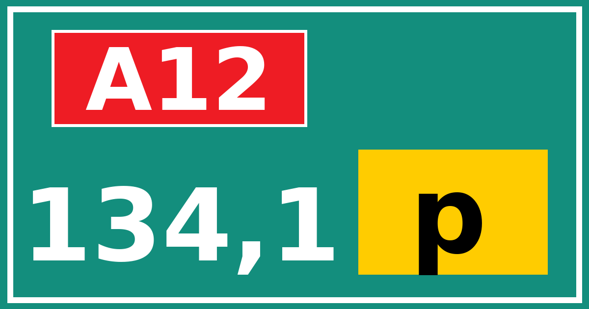 Hectometerbord A12 134,1 letter p