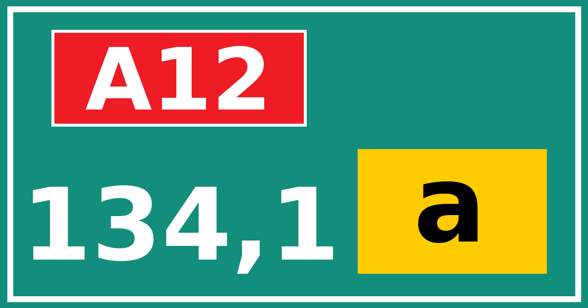 Hectometerbord A12 134,1 letter a