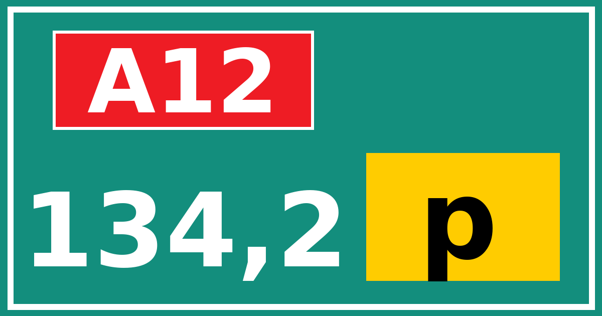 Hectometerbord A12 134,2 letter p