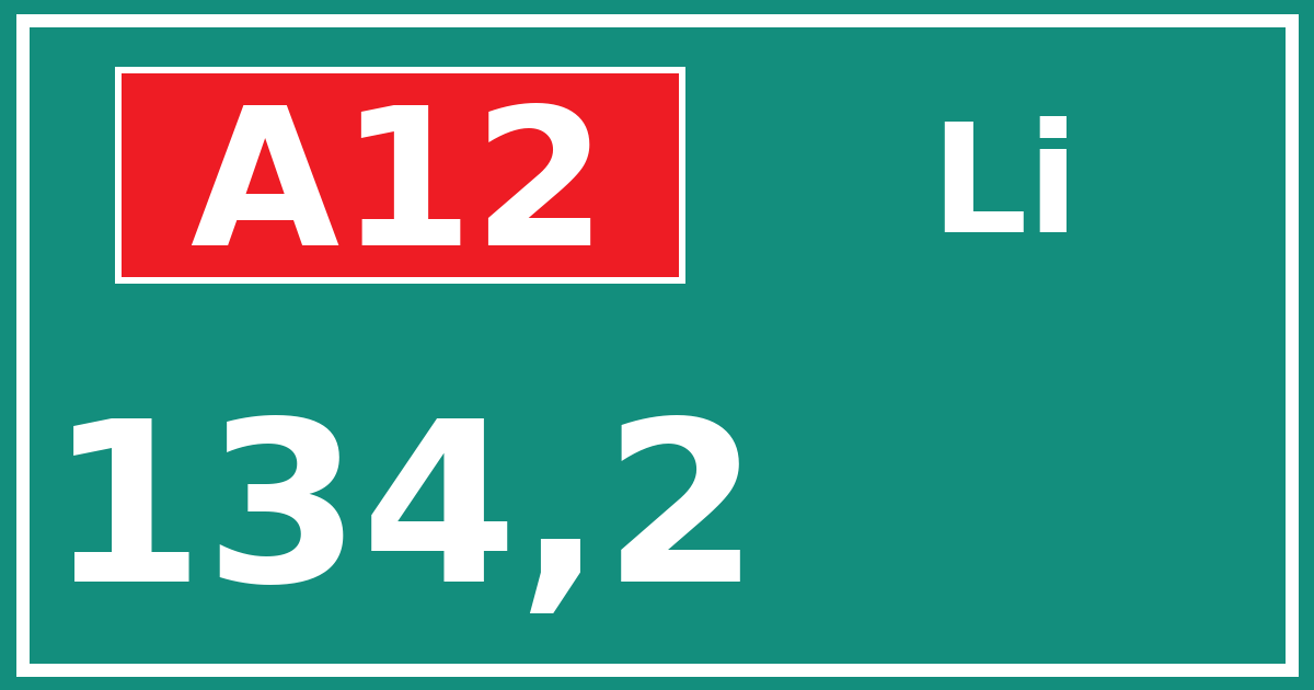 Hectometerbord A12 134,2 zijde Li
