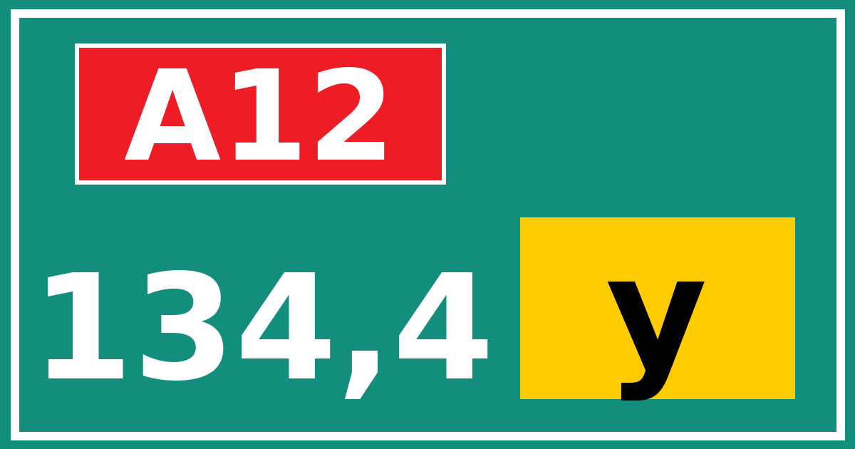 Hectometerbord A12 134,4 letter y