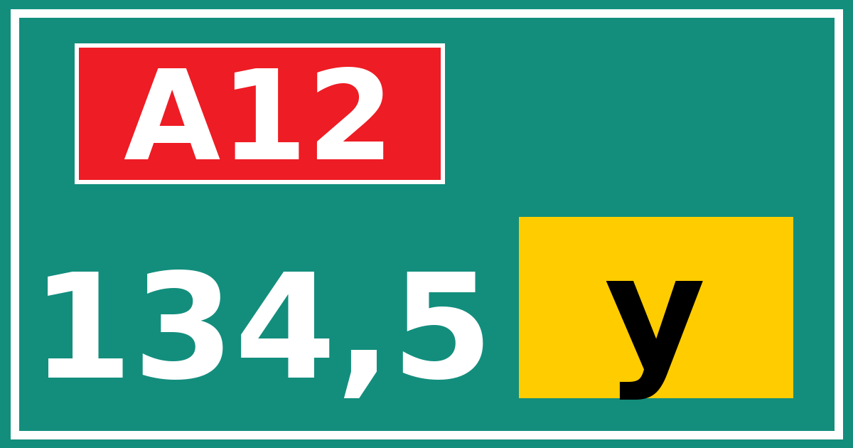 Hectometerbord A12 134,5 letter y