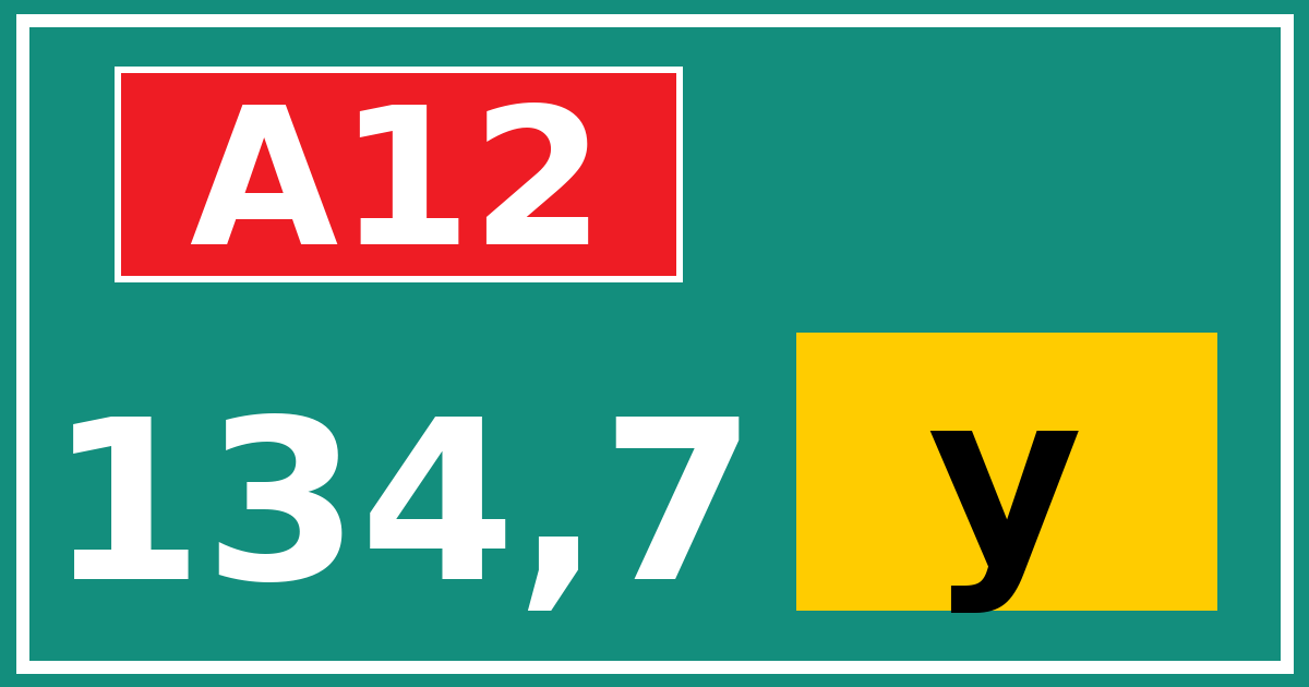 Hectometerbord A12 134,7 letter y