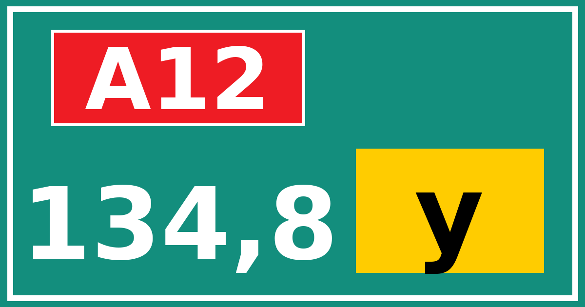 Hectometerbord A12 134,8 letter y