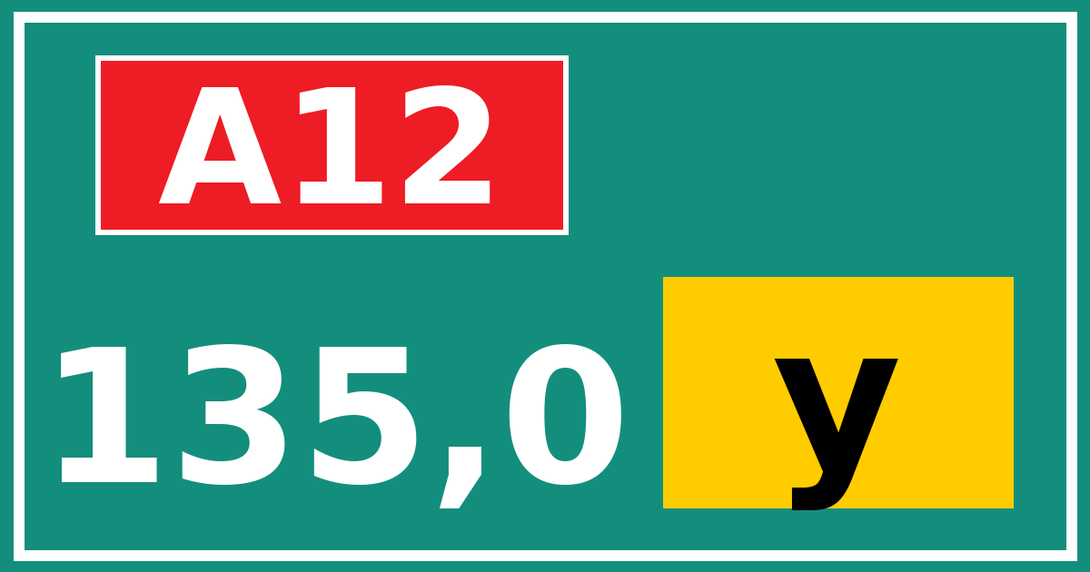 Hectometerbord A12 135,0 letter y
