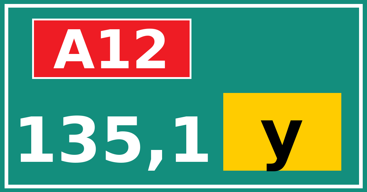 Hectometerbord A12 135,1 letter y
