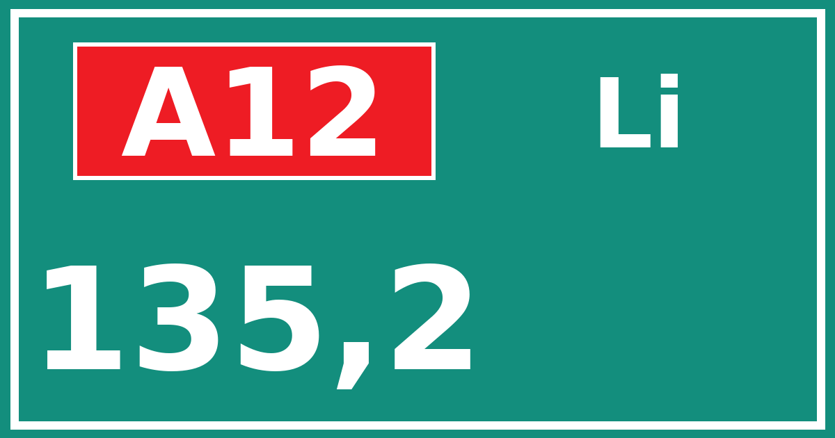 Hectometerbord A12 135,2 zijde Li
