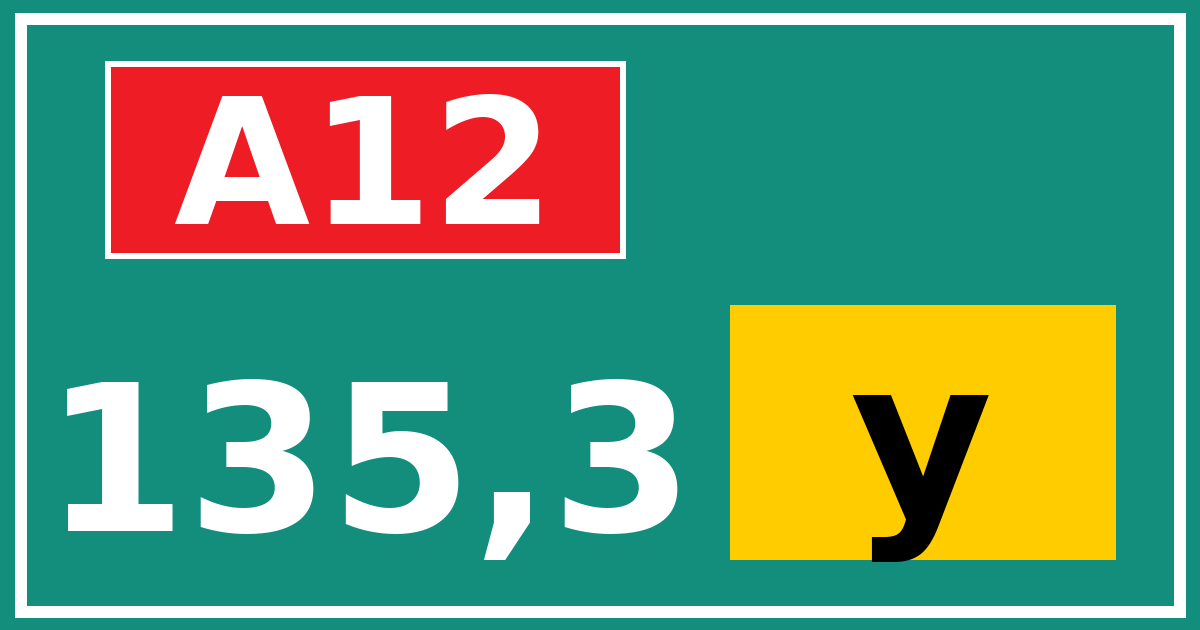 Hectometerbord A12 135,3 letter y