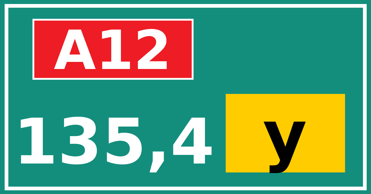 Hectometerbord A12 135,4 letter y