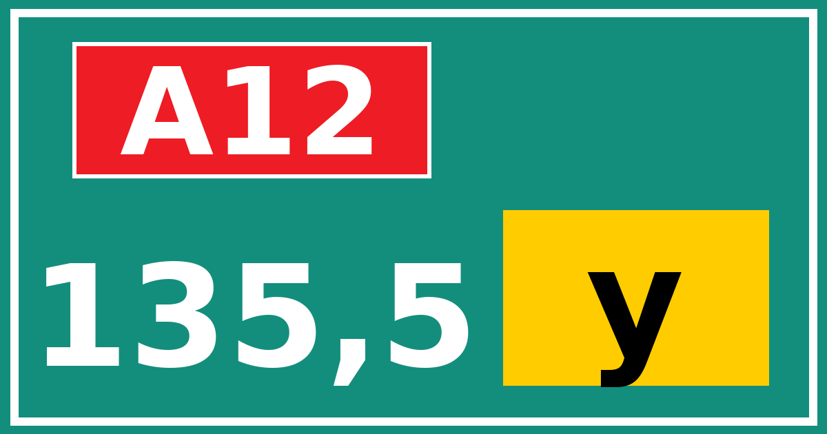 Hectometerbord A12 135,5 letter y