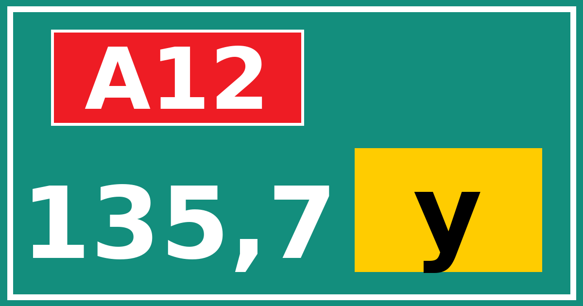 Hectometerbord A12 135,7 letter y
