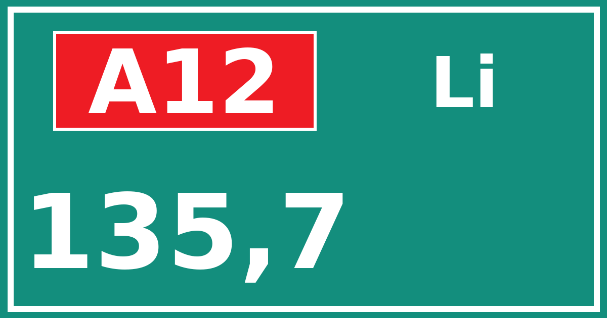 Hectometerbord A12 135,7 zijde Li