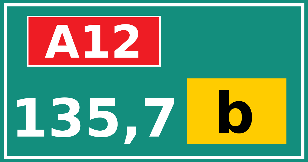 Hectometerbord A12 135,7 letter b