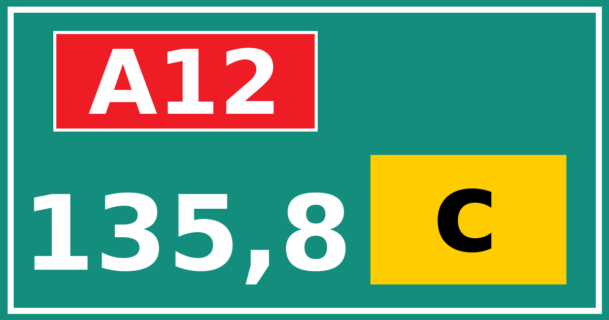 Hectometerbord A12 135,8 letter c