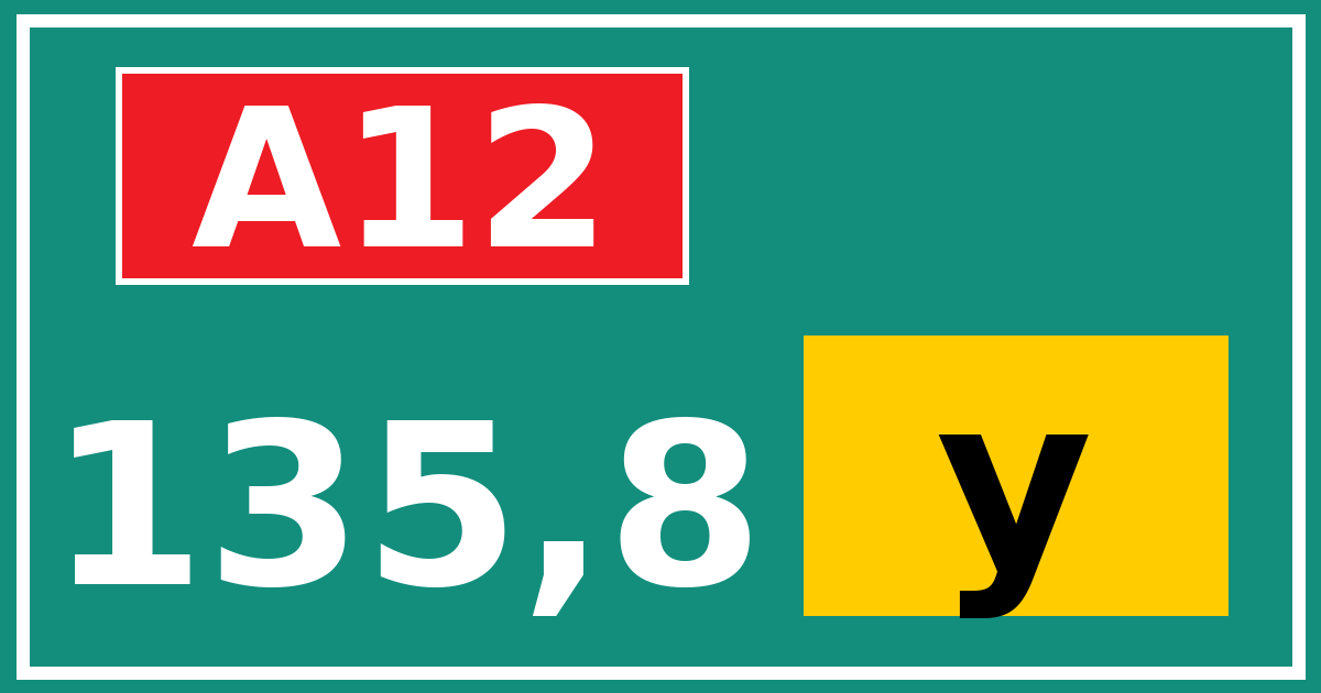 Hectometerbord A12 135,8 letter y